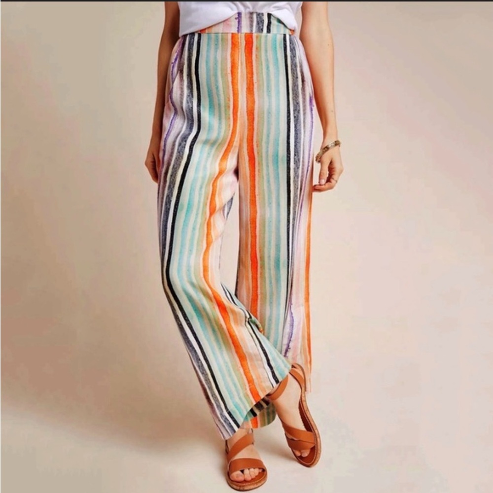 Anthropologie Bl-nk Colorful Striped Wide Leg Women's Pants